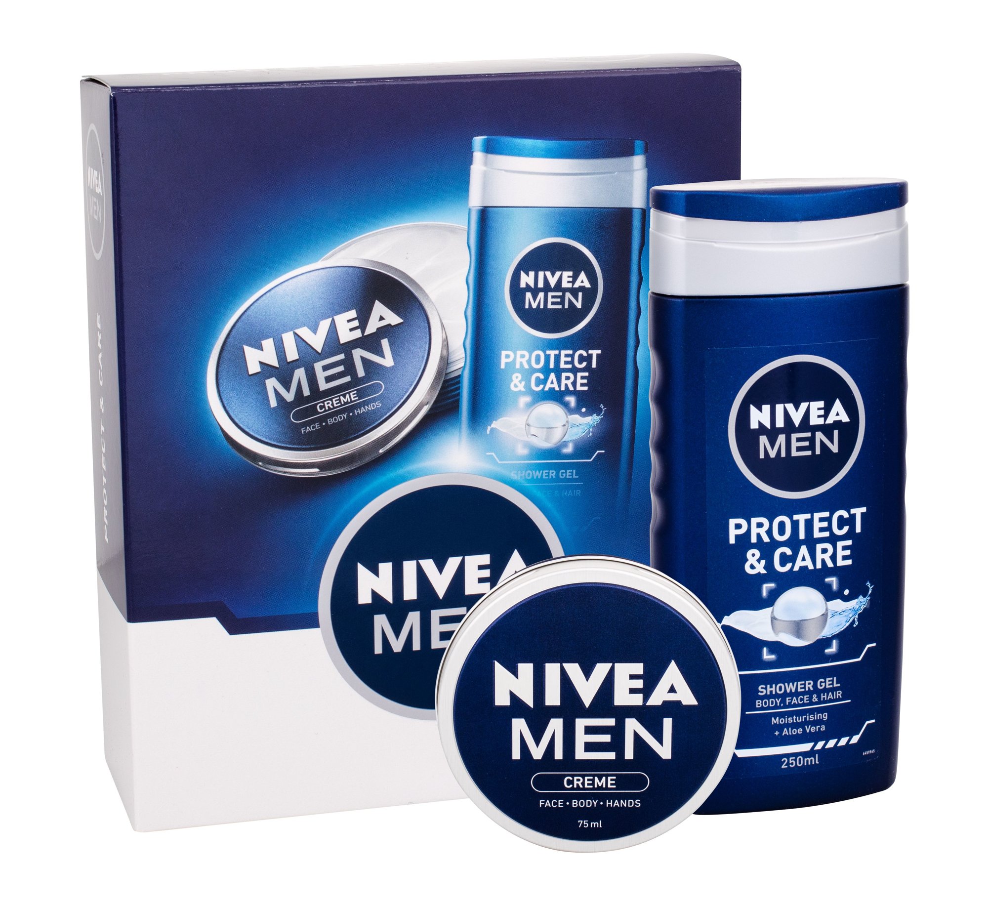 Nivea Men Protect & Care 250ml Shower Gel Men Protect & Care 250 ml + Universal Men Creme 75 ml dušo želė Rinkinys