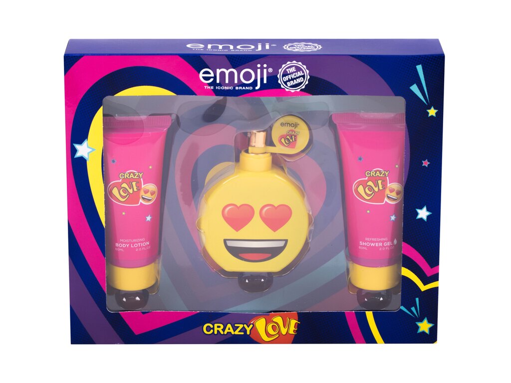 Emoji Crazy Love 50ml Edp 50 ml + Shower Gel 60 ml + Body Lotion 60 ml Kvepalai Vaikams EDP Rinkinys (Pažeista pakuotė)