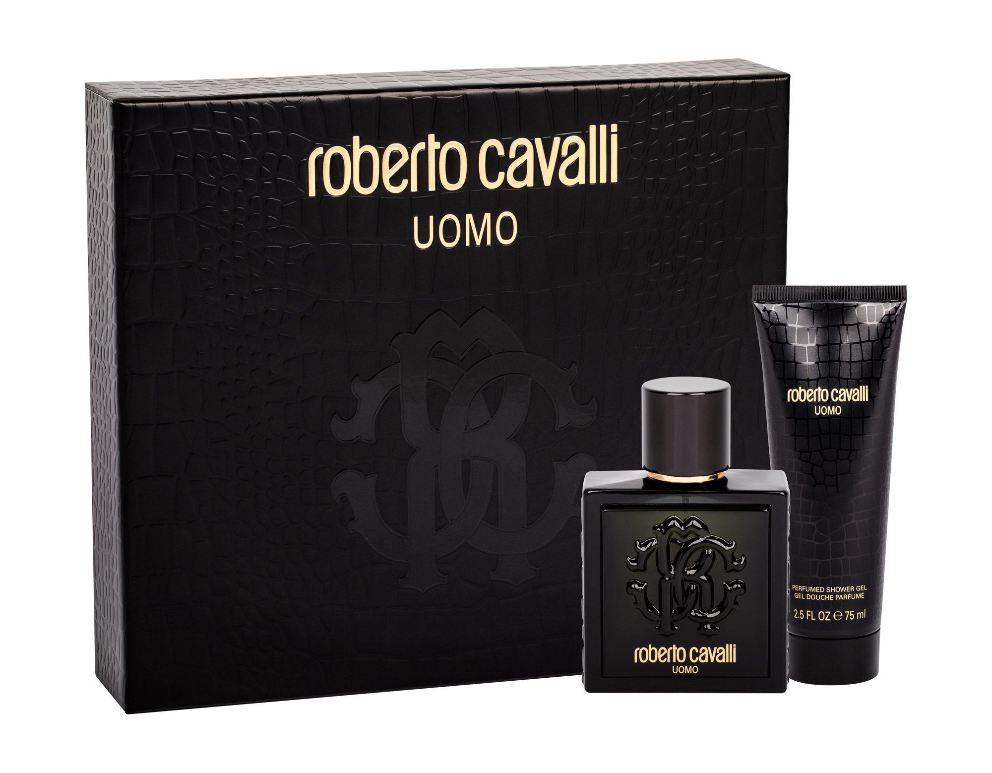 Roberto Cavalli Uomo 100ml Edt 100 ml + Shower Gel 75 ml Kvepalai Vyrams EDT Rinkinys (Pažeista pakuotė)