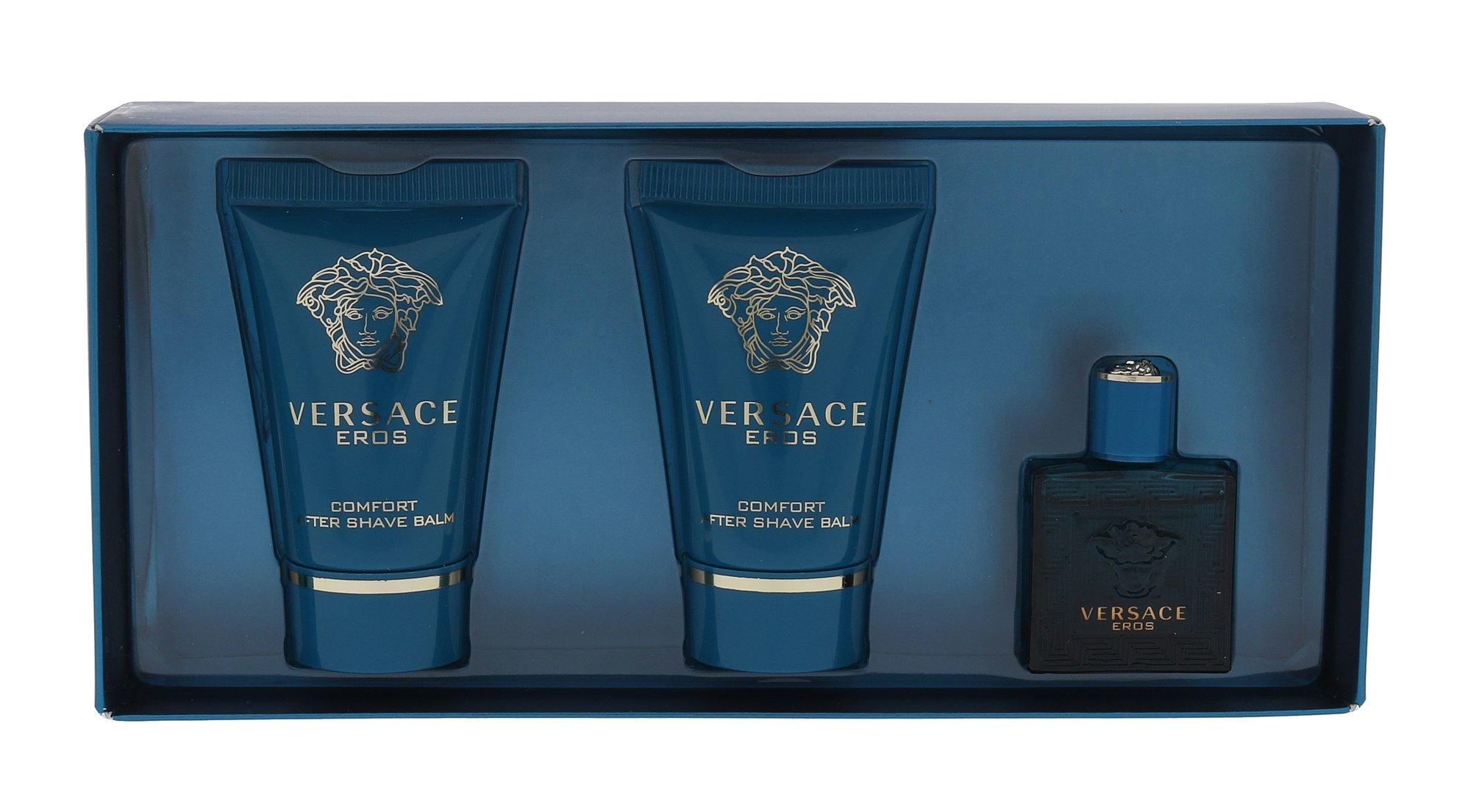 Versace Eros 5ml Edt 5 ml + 2x After shave balm 25 ml kvepalų mėginukas Vyrams EDT Rinkinys (Pažeista pakuotė)