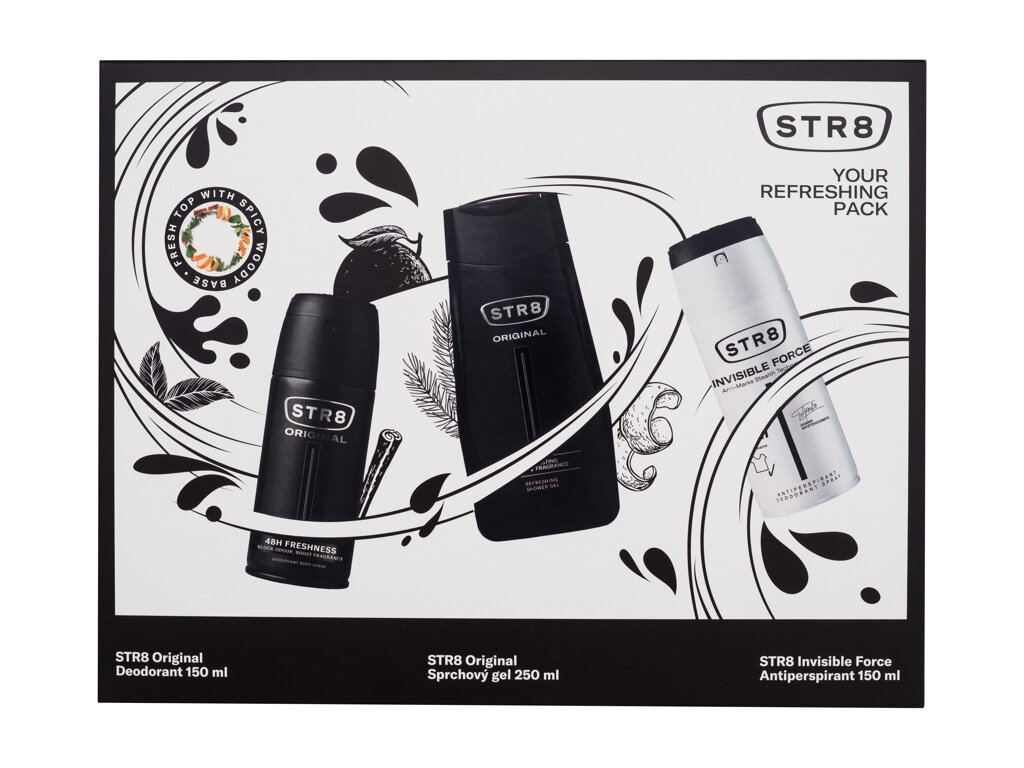 STR8 Original 150ml Deodorant 150 ml + Shower Gel 250 ml + Antiperspirant Invisible Force 150 ml dezodorantas Rinkinys (Pažeista pakuotė)