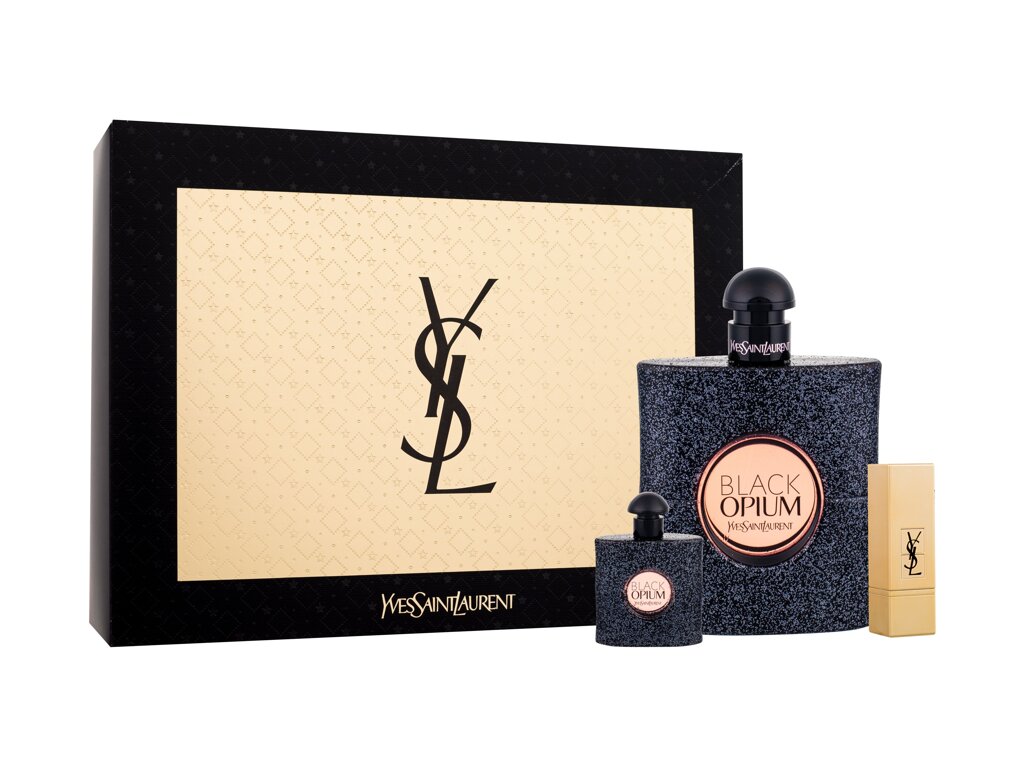 Yves Saint Laurent Black Opium 90ml Edp 90 ml + Edp 7,5 ml + Lipstick Rouge Pur Couture 1,3 g 70 Kvepalai Moterims EDP Rinkinys