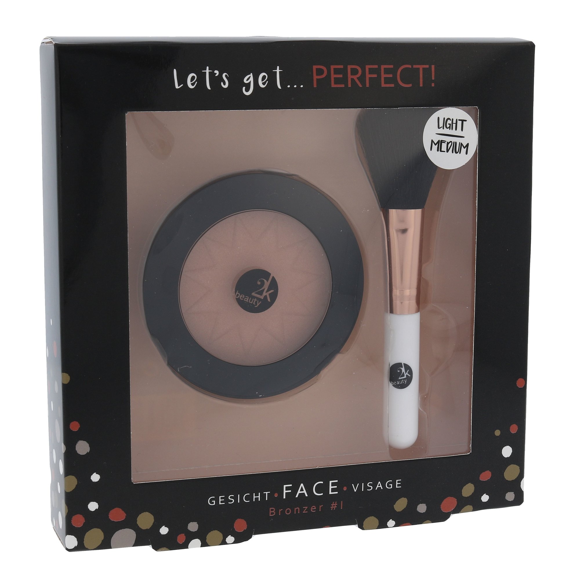 2K Let´s Get Perfect! 10vnt Bronzer 10 g + Cosmetic brush 1 pc tamsintojas Rinkinys (Pažeista pakuotė)