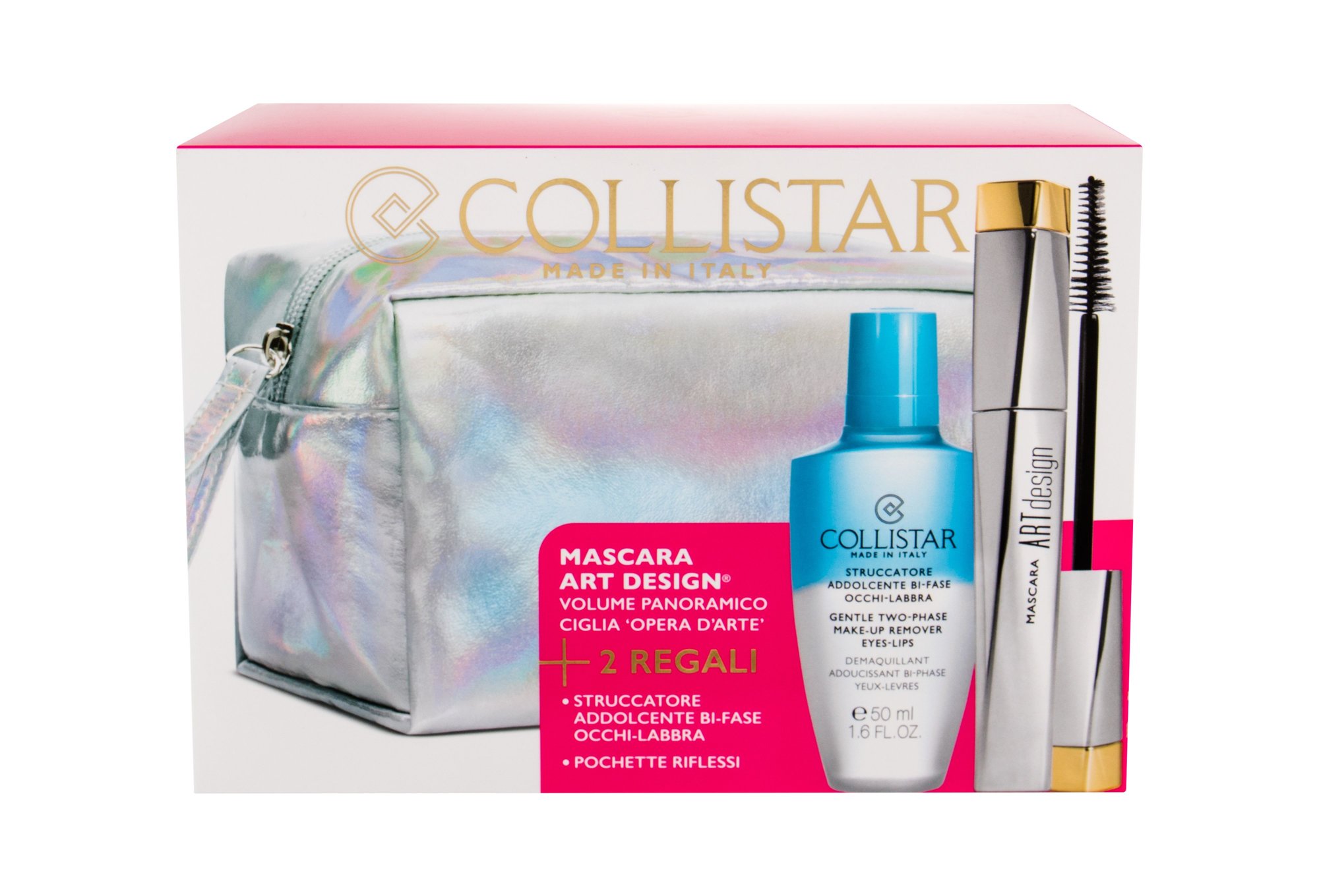 Collistar Art Design 12ml Mascara 12 ml + Gentle Two Phase 50 ml + Cosmetic Bag blakstienų tušas Rinkinys (Pažeista pakuotė)