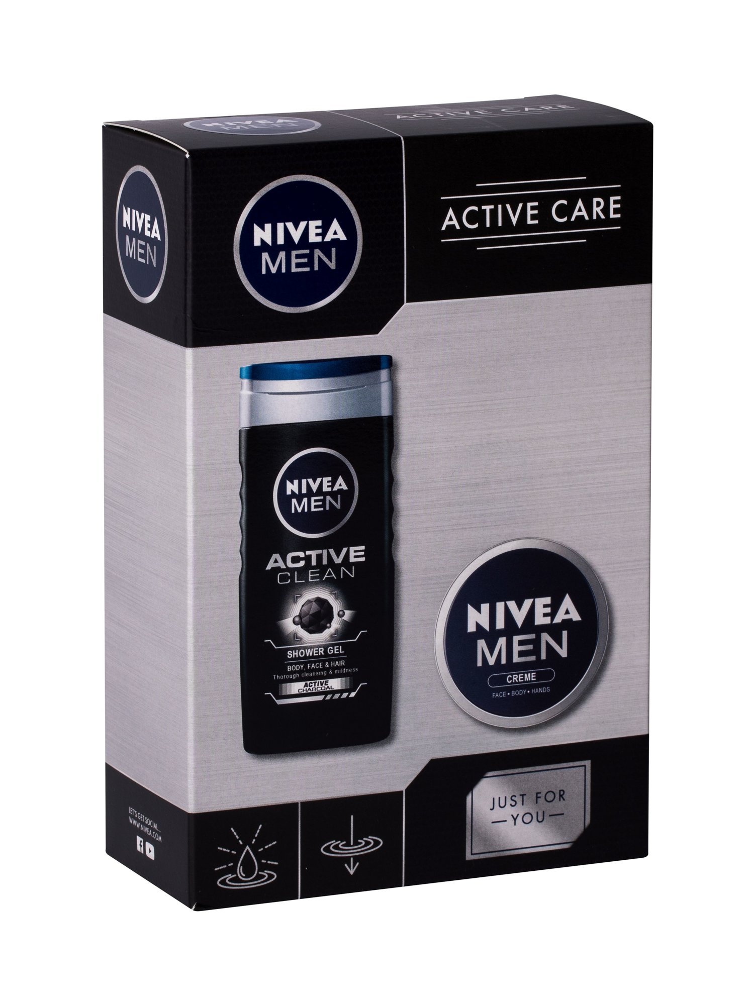 Nivea Men Active Clean 250ml Shower Gel 250 ml + Men Creme 75 ml dušo želė Rinkinys