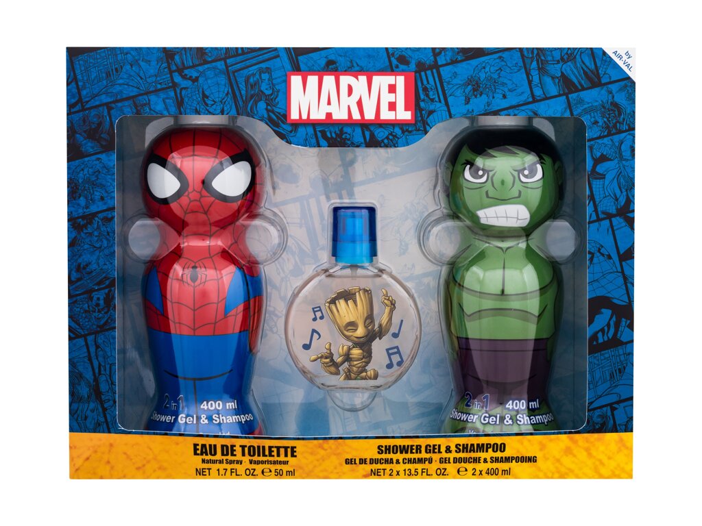 Marvel Marvel 50ml Edt I Am Groot 50 ml + Shower Gel Spider-Man 400 ml + Shower Gel Hulk 400 ml Kvepalai Vaikams EDT Rinkinys