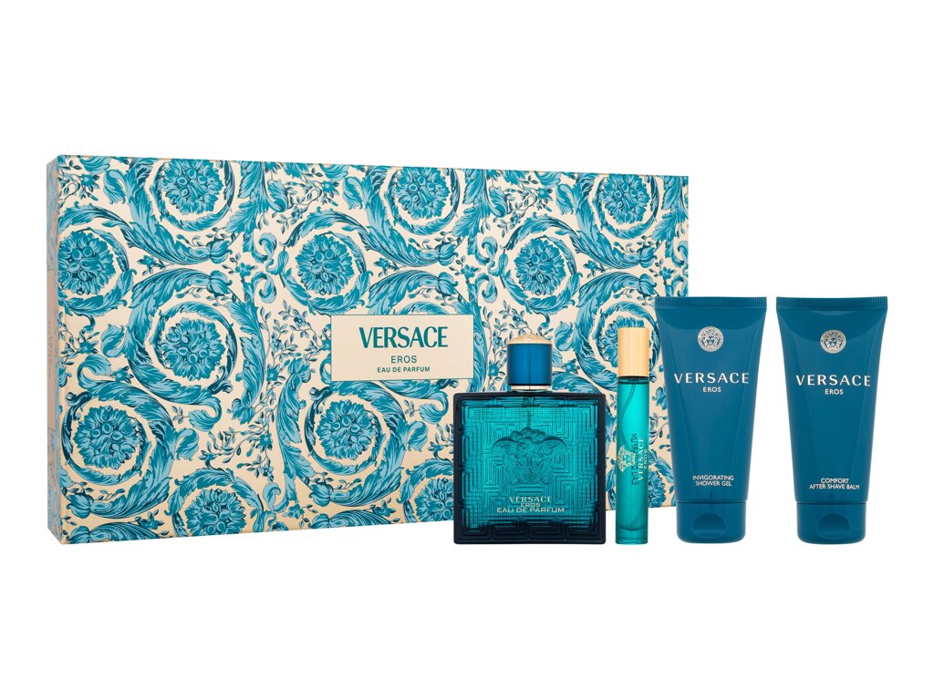 Versace Eros Eau De Parfum 100 ml Edp 100 ml + Edp 10 ml + Shower Gel 75 ml + Aftershave Balm 75 ml Damaged box Set