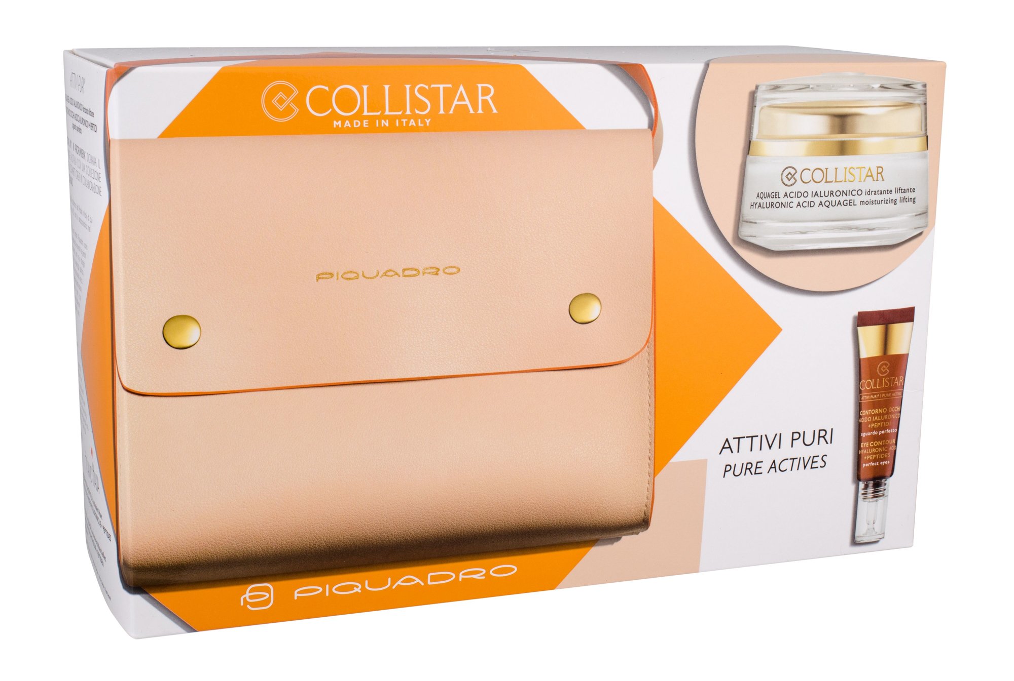 Collistar Pure Actives Hyaluronic Acid Aquagel 50ml Daily Skin Care 50 ml + Eye Care 7,5 ml + Handbag dieninis kremas Rinkinys