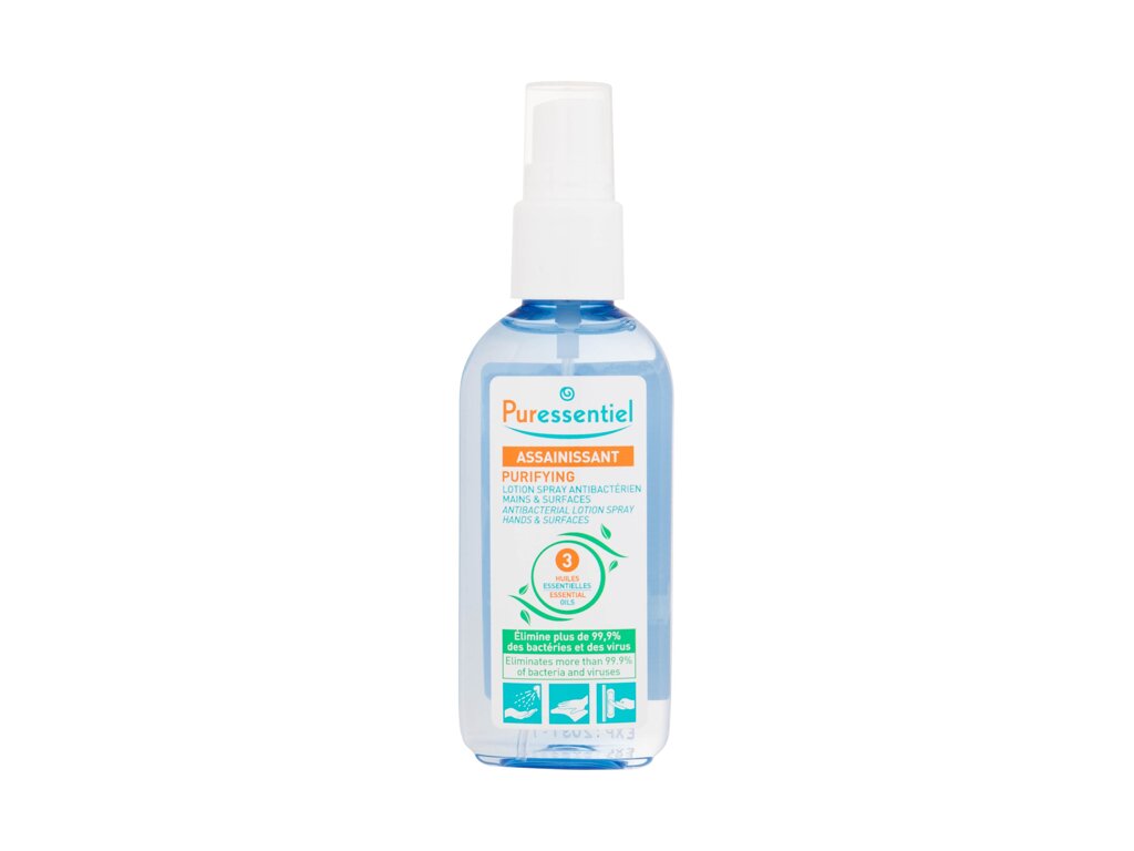 Puressentiel Purifying Antibacterial Lotion Spray Hands & Surfaces Antibakterinė priemonė Apsauga, dezinfekcinė priemonė Unisex