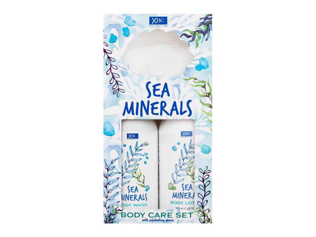 Xpel Sea Minerals Body Care Set 300ml Shower Gel Sea Minerals 300 ml + Body Lotion Sea Minerals 300 ml + Exfoliating Gloves dušo želė Rinkinys (Pažeista pakuotė)