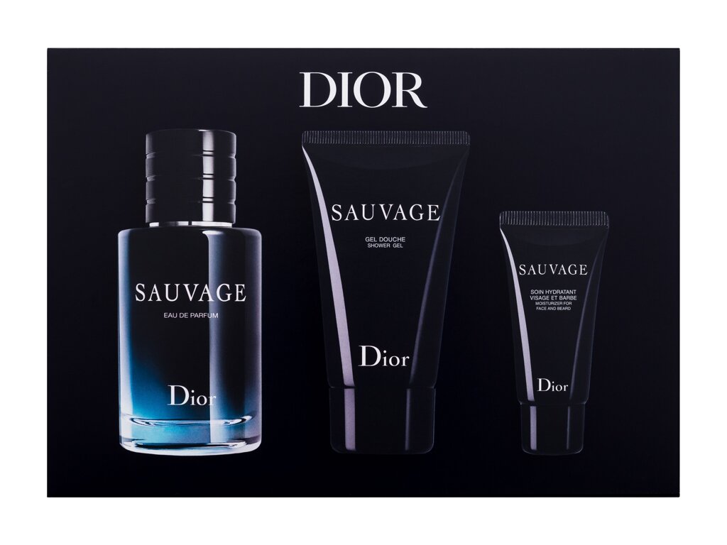 Christian Dior Sauvage 60ml Edp 60 ml + Shower Gel 50 ml + Moisturizing Cream for Face and Beard 20 ml Kvepalai Vyrams EDP Rinkinys (Pažeista pakuotė)