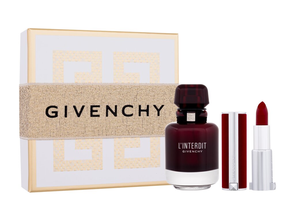 Givenchy L´Interdit Rouge 50ml Edp 50 ml + Lipstick Le Rouge Deep Velvet 3,4 g 37 Rouge Grainé Kvepalai Moterims EDP Rinkinys