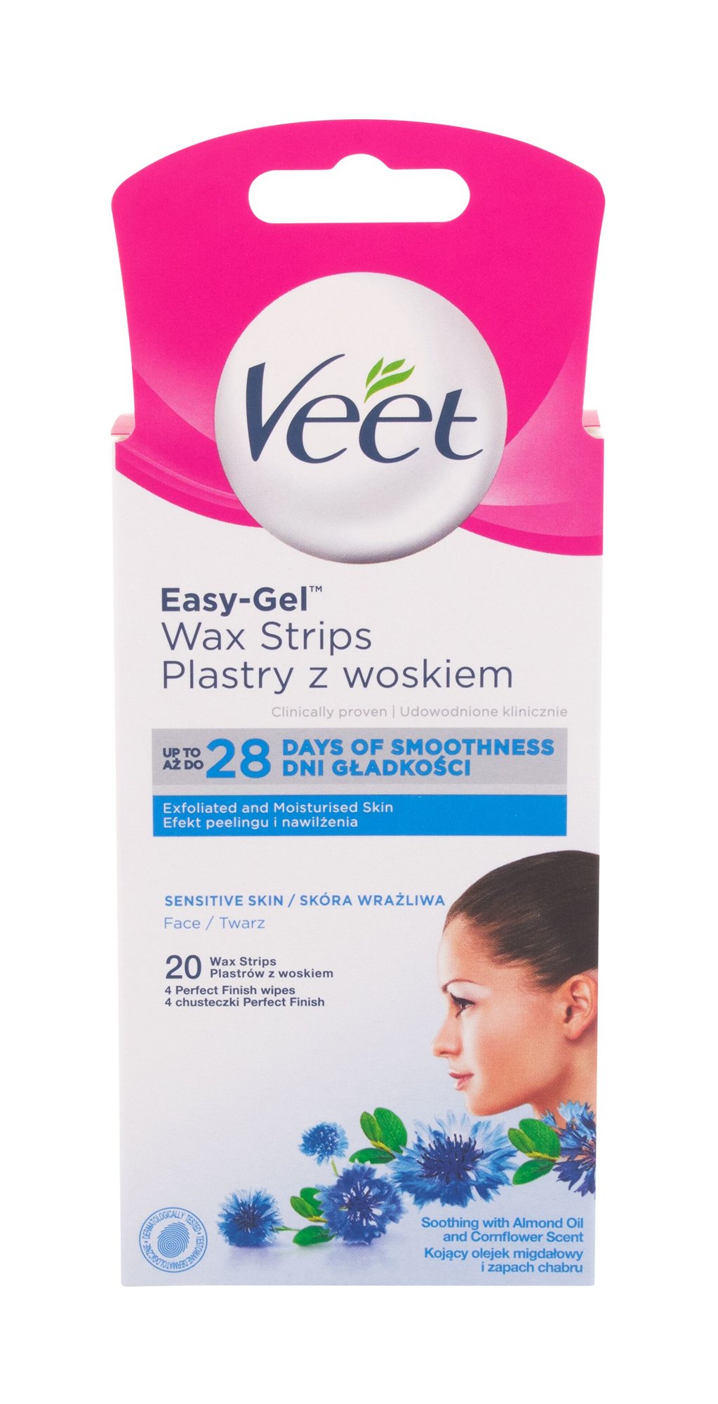 Veet Easy-Gel Wax Strips 20vnt priemonės depiliacijai (Pažeista pakuotė)