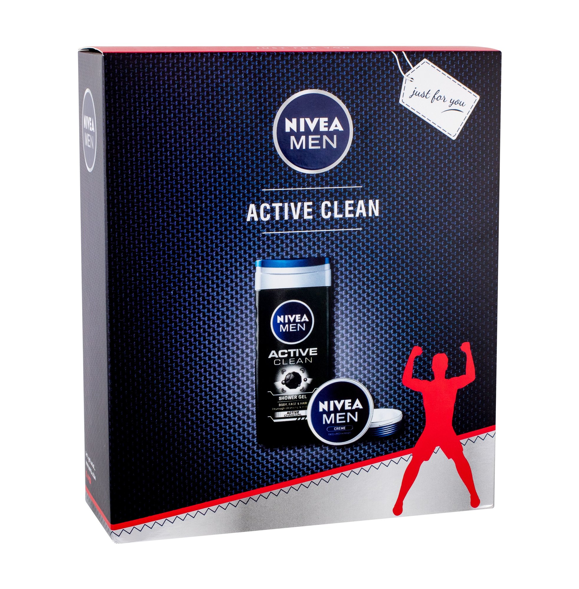 Nivea Men Active Clean 250ml Shower Gel 250 ml + Universal Men Creme 75 ml dušo želė Rinkinys