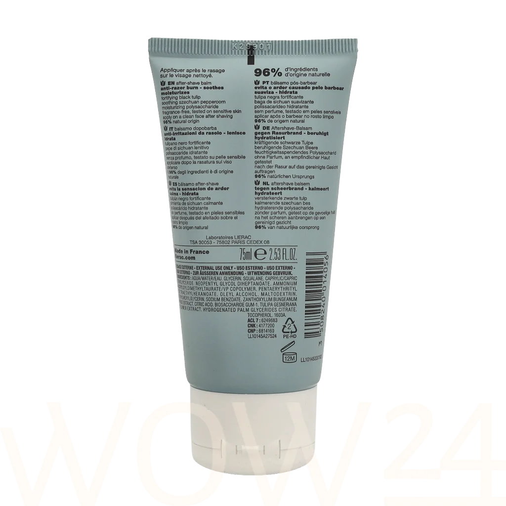 Lierac Paris Lierac Homme After Shave Balm 75 ml natūrali veido odos priežiūros priemonė