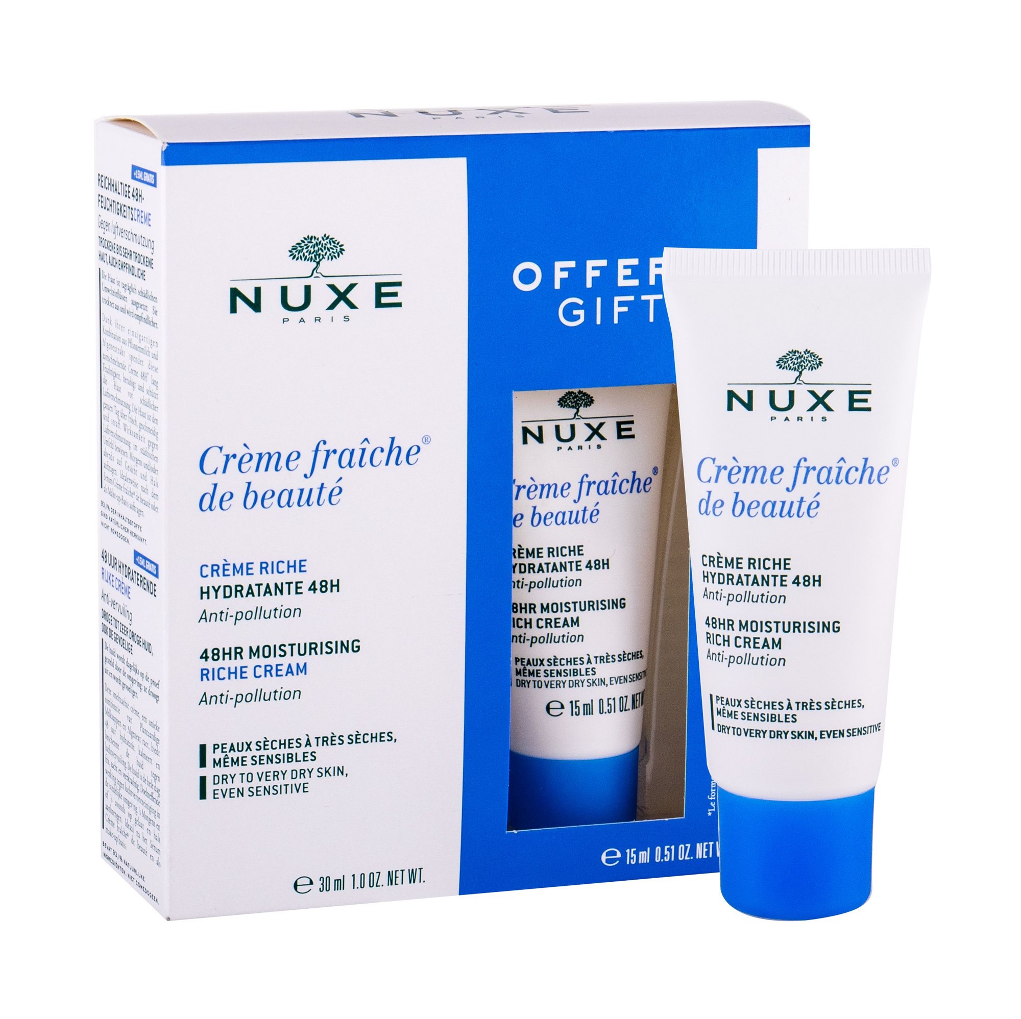 Nuxe Creme Fraiche de Beaut&eacute; Moisturising Rich Cream Dieninis kremas 30 ml Set