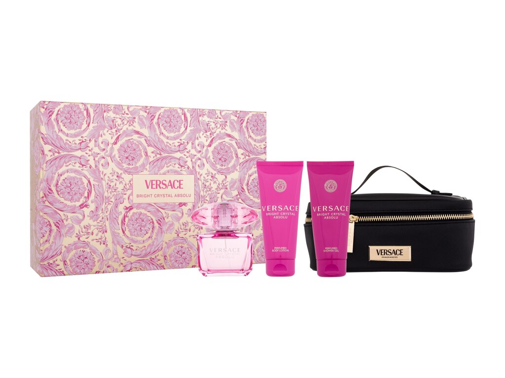 Versace Bright Crystal Absolu Eau De Parfum 90 ml Edp 90 ml + Shower Gel 100 ml + Body Lotion 100 ml + Cosmetic Bag Set