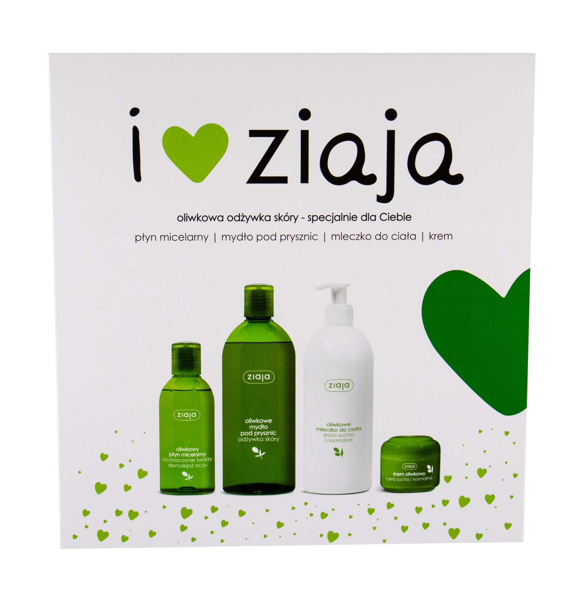 Ziaja Natural Olive 500ml Shower Gel 500 ml + Body Lotion 400 ml + Daily Facial Care 50 ml + Micelar Water 200 ml dušo želė Rinkinys (Pažeista pakuotė)