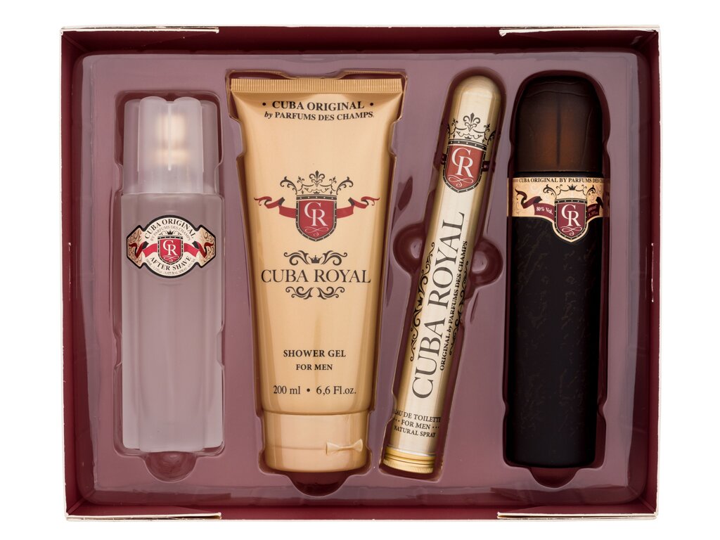 Cuba Royal Eau De Toilette 100 ml Edt 100 ml + Aftershave Water 100 ml + Shower Gel 200 ml + Edt 35 ml Damaged box Set