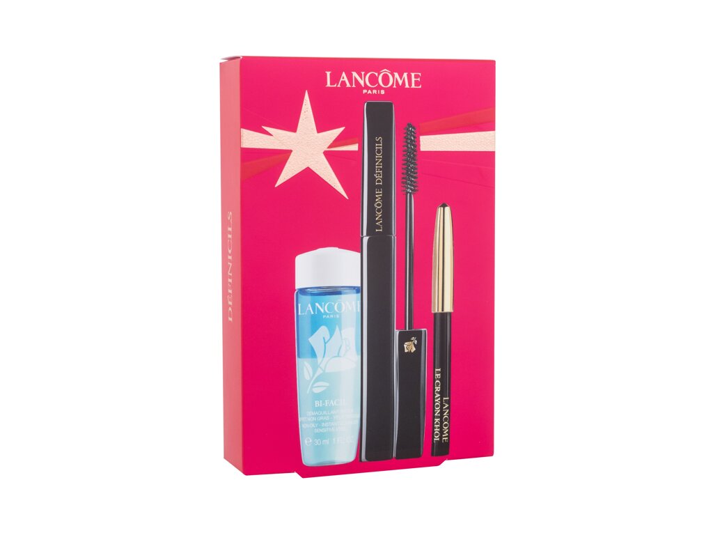 Lancome Definicils 6,5ml Mascara Définicils 6,5 ml + Eye Pencil Le Crayon Khol 0,7 g 01 Noir + Eye Make-up Remover Bi-Facil 30 ml blakstienų tušas Rinkinys (Pažeista pakuotė)