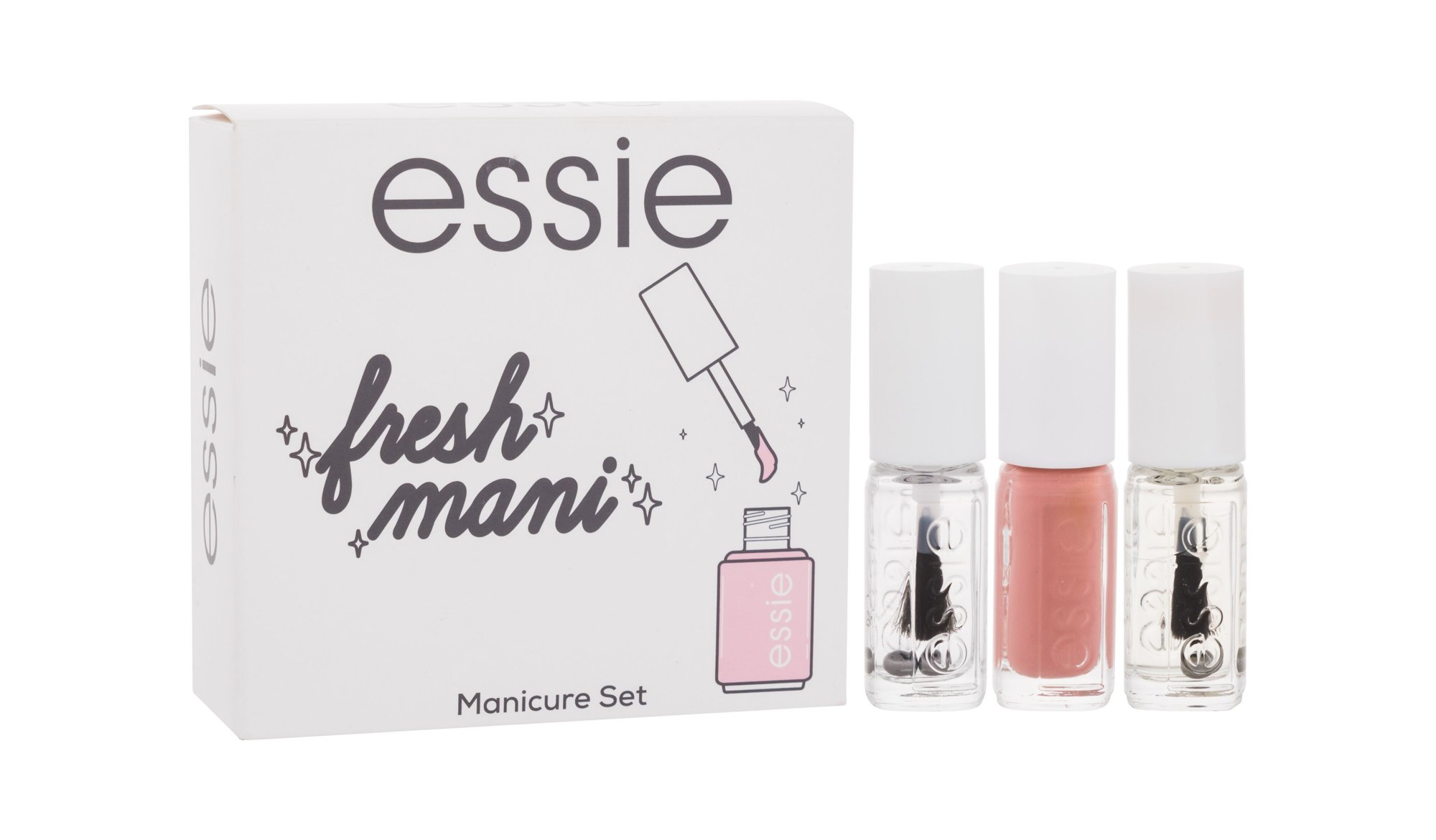 Essie Fresh Mani 5ml Base Coat 5 ml + Nail Polish 5 ml Eternal Optimist+ Top Coat 5 ml nagų lakas Rinkinys (Pažeista pakuotė)