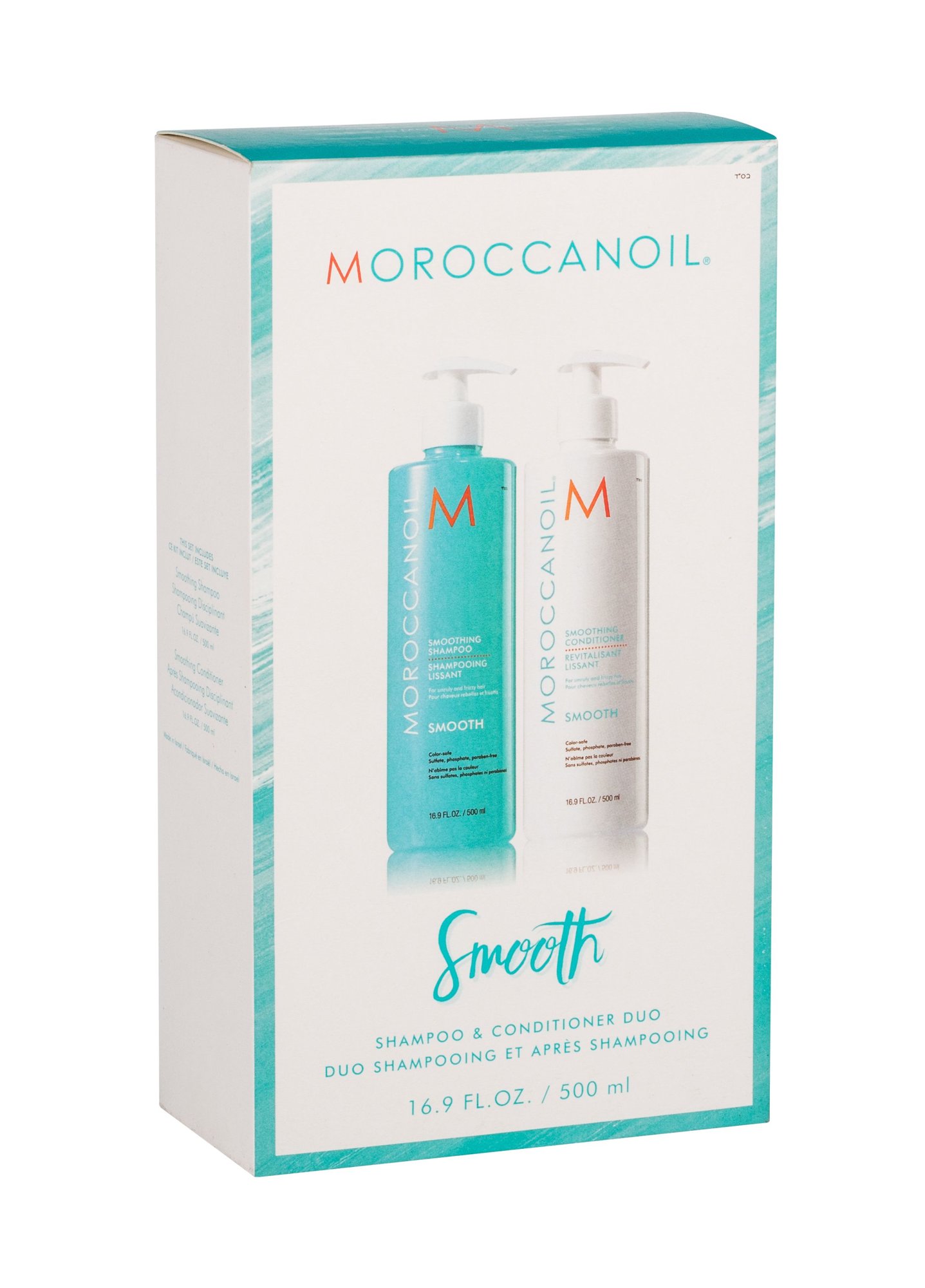 Moroccanoil Smooth 500ml Shampoo 500 ml + Conditioner 500 ml šampūnas Rinkinys (Pažeista pakuotė)