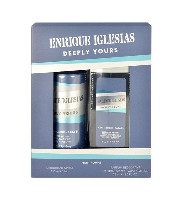 Enrique Iglesias Deeply Yours Man 150ml 150ml Deodorant + 75ml Deodorant dezodorantas Rinkinys (Pažeista pakuotė)