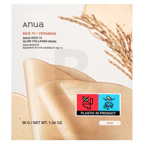 Anua Rice + Ceramide 70 Glow Collagen Mask Veido kaukė Drėkinanti veido kaukė Unisex
