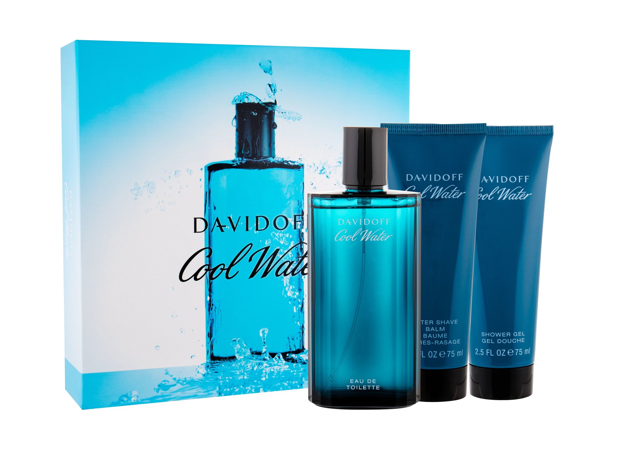 Davidoff Cool Water 125ml Edt 125 ml + Aftershave Balm 75 ml + Shower Gel 75 ml Kvepalai Vyrams EDT Rinkinys (Pažeista pakuotė)