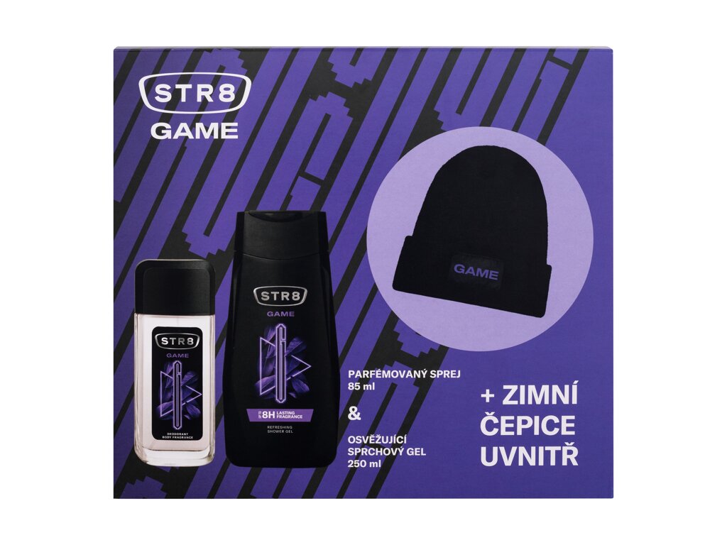 STR8 Game 85ml Deodorant 85 ml + Shower Gel 250 ml + Winter Cap dezodorantas Rinkinys (Pažeista pakuotė)