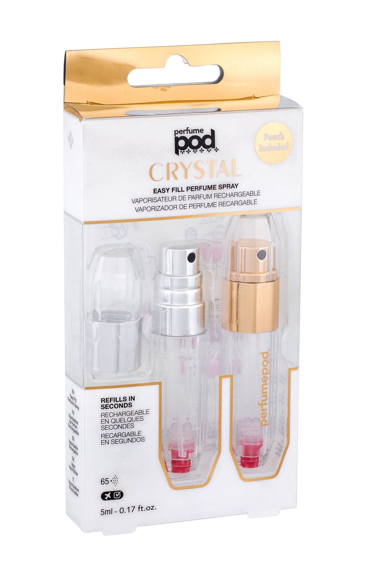 Travalo Perfumepod Crystal 5ml Refillable Flacon Gold 5 ml + Refillable Flacon Silver 5 ml + Case kvepalų mėginukas Unisex Papildomas Rinkinys (Pažeista pakuotė)