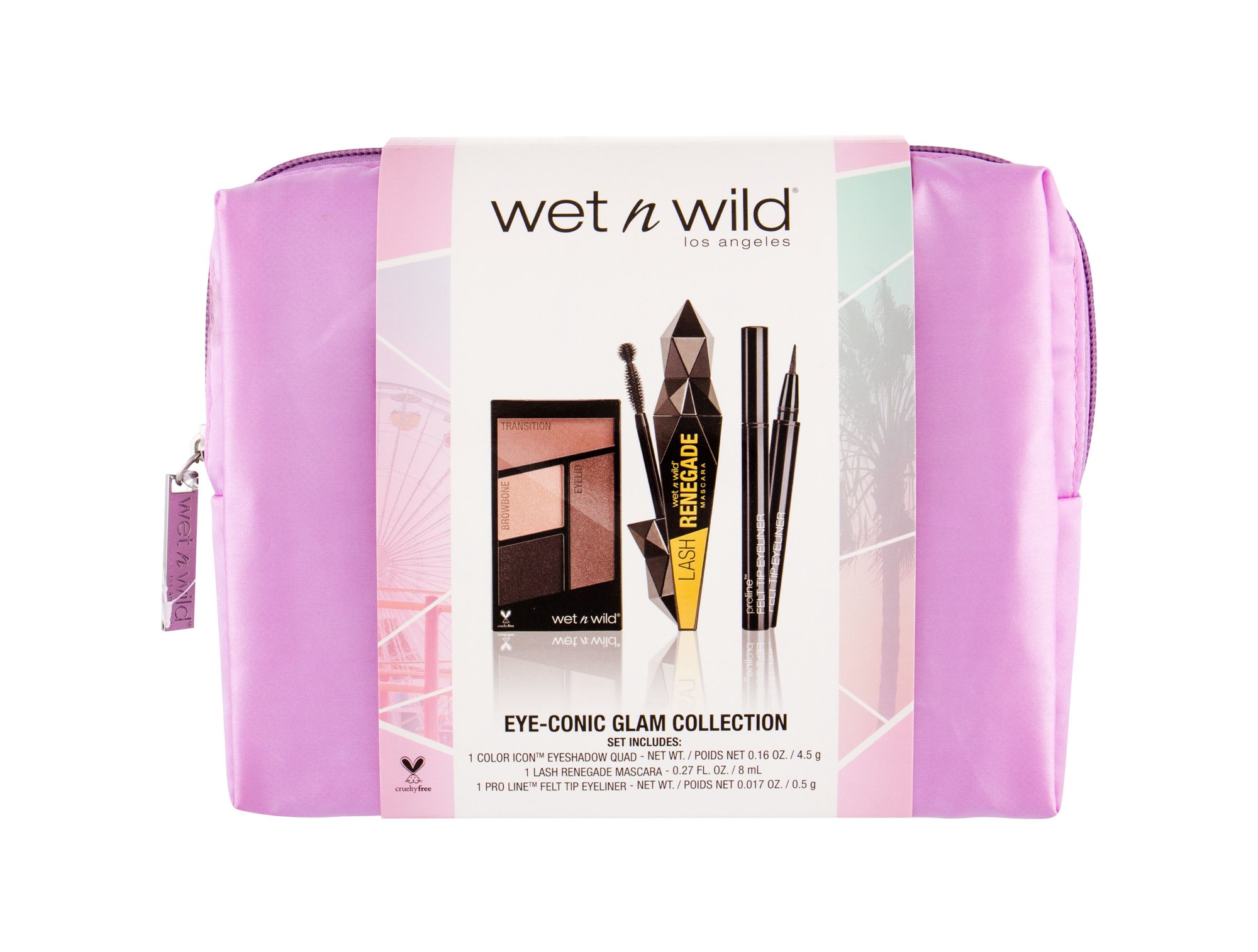 Wet n Wild Color Icon Eye-Conic Glam Collection 4,5g Eye Shadow Kit 4,5 g + Lash Renegade 8 ml Brazen Black + Eye Liner ProLine 0,5 g Black + Bag šešėliai Rinkinys
