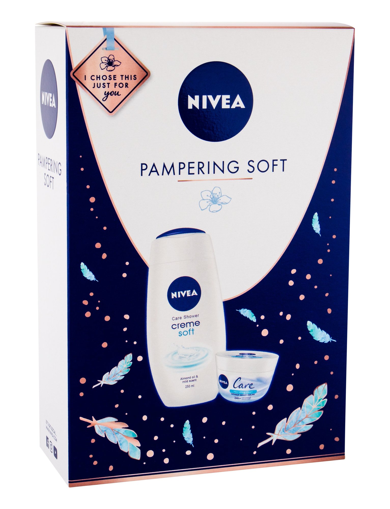 Nivea Care 100ml Daily Facial Care 50 ml + Shower Cream Creme Soft 250 ml dieninis kremas Rinkinys