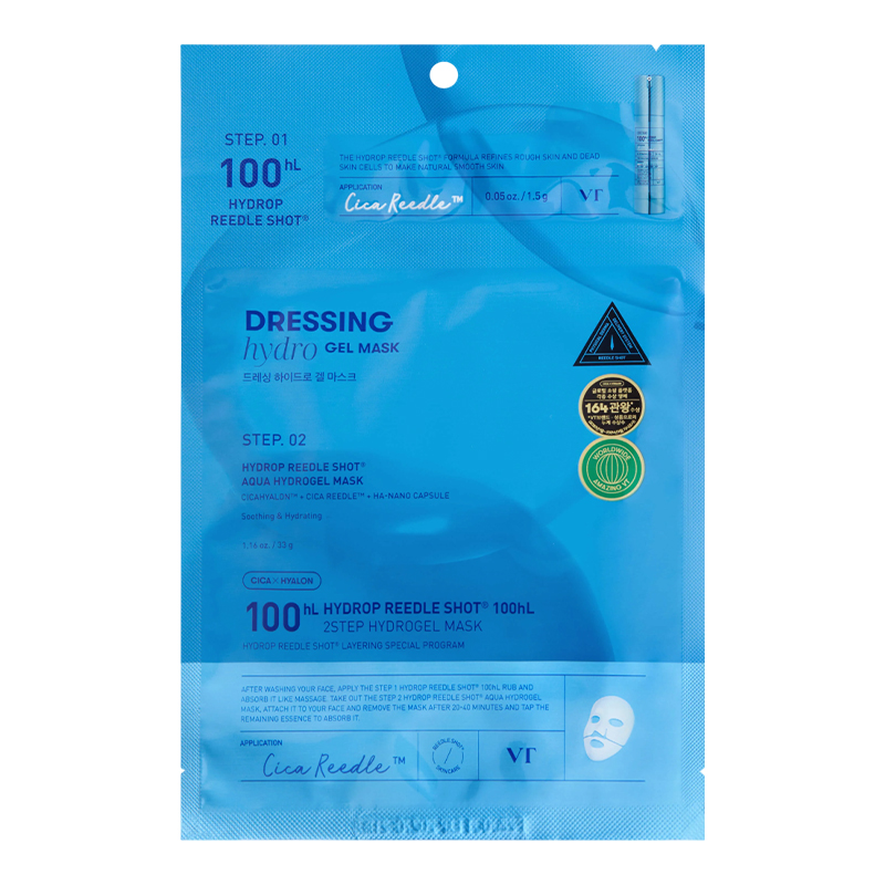 VT Cosmetics VT COSMETICS HYDROP REEDLE SHOT 100hL 2STEP HYDROGEL MASK, 1 pcs Veido kaukė