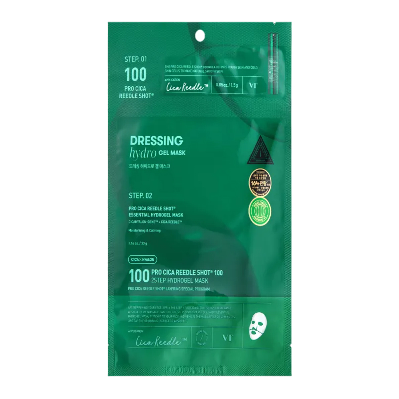 Vt cosmetics PRO CICA REEDLE SHOT 100 2STEP HYDROGEL MASK 1 pcs Veido kaukė su mikroadatėlėmis Unisex