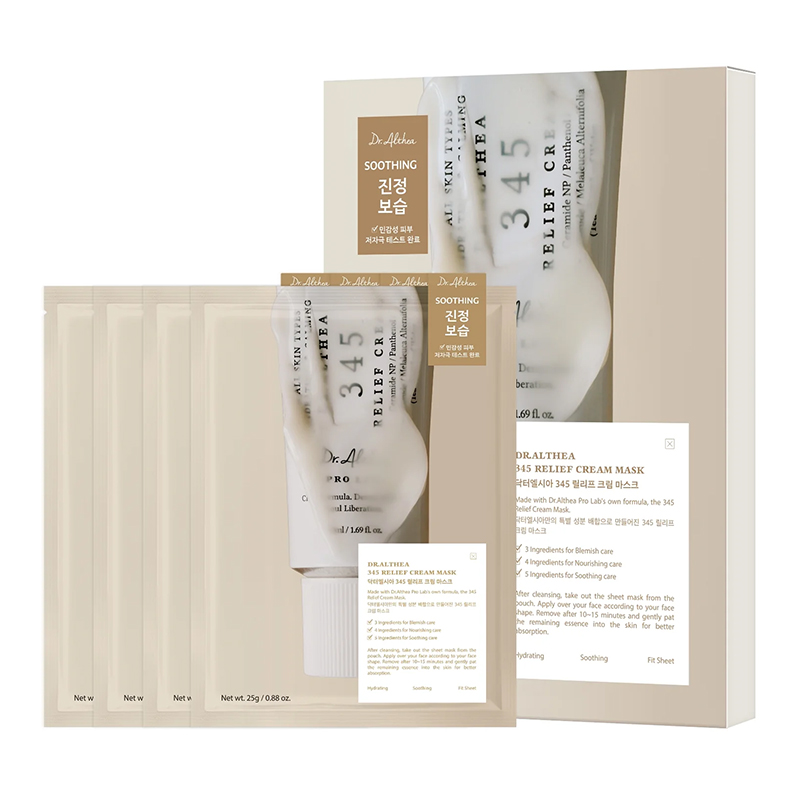 Dr. Althea DR. ALTHEA SET 345 Relief Cream Mask, 4 pcs*28 ml Veido kaukė