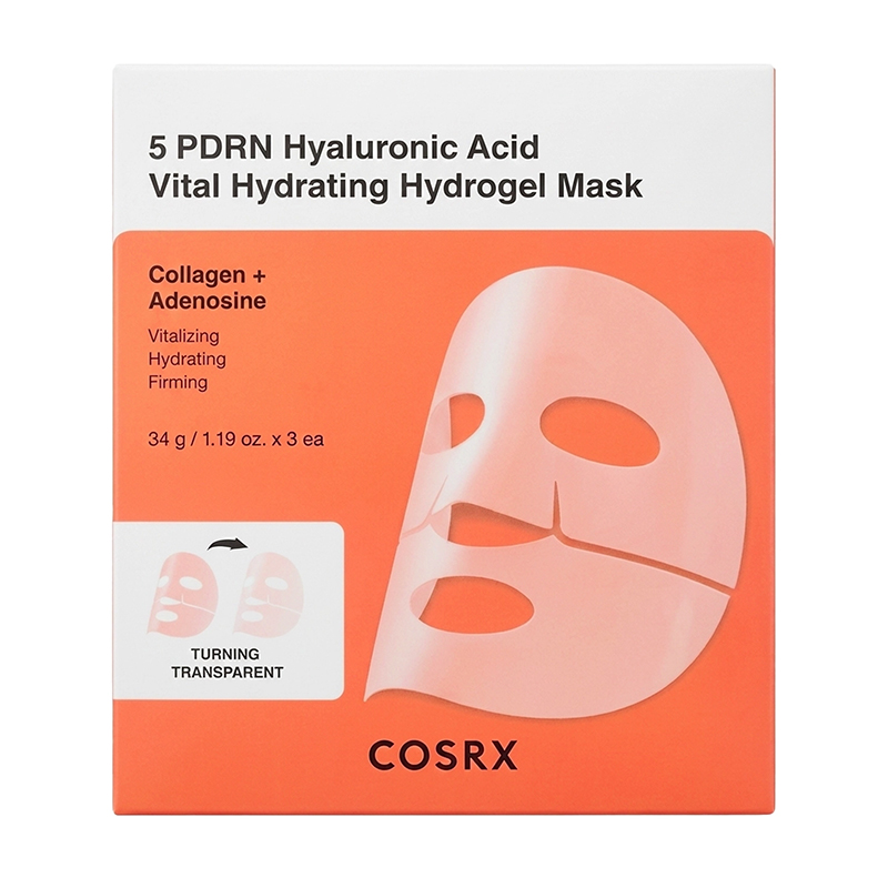 Cosrx 5 PDRN Hyaluronic Acid Vital Hydrating Hydrogel Masks, 34g * 3 pcs Hidrogelinė veido kaukė Unisex