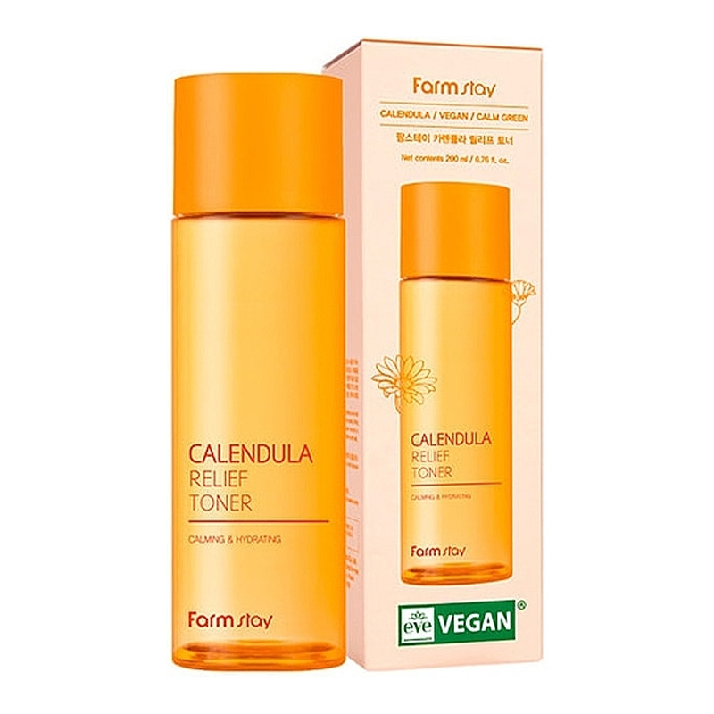 Farmstay FarmStay Calendula Relief Toner 200 ml 200ml valomasis vanduo veidui