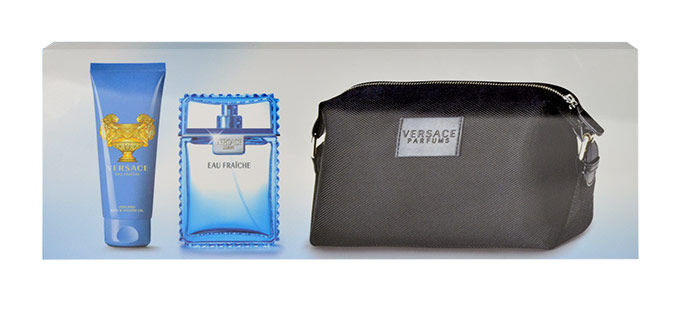 Versace Man Eau Fraiche 100ml Edt 100ml + 100ml Shower gel + Cosmetic bag Kvepalai Vyrams EDT Rinkinys (Pažeista pakuotė)
