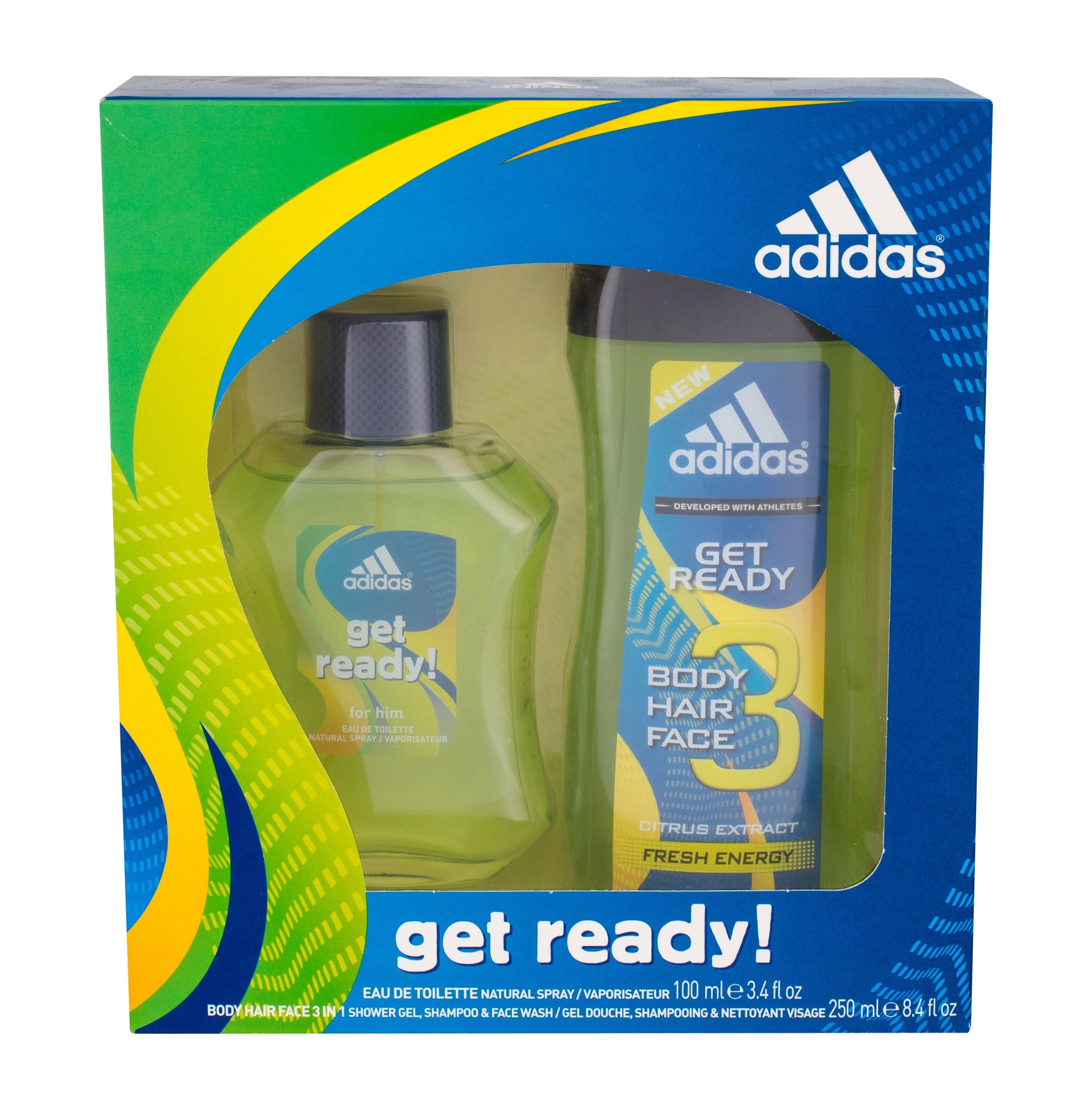 Adidas Get Ready! 100ml Edt 100ml + 250ml shower gel Kvepalai Vyrams EDT Rinkinys (Pažeista pakuotė)