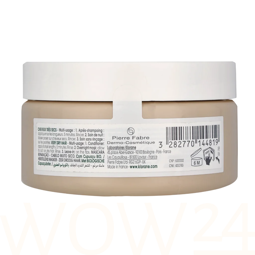 Klorane Klorane Dry Hair Mask With Organic Cupuacu Butter 150 ml plaukų kaukė