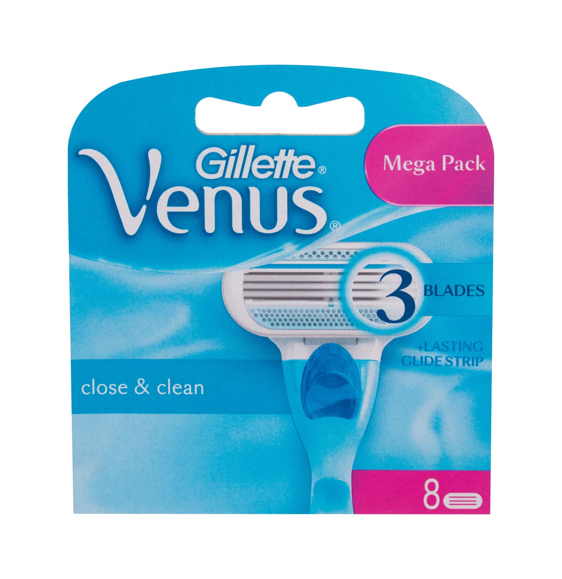 Gillette Venus Close & Clean 8vnt skustuvo galvutė (Pažeista pakuotė)