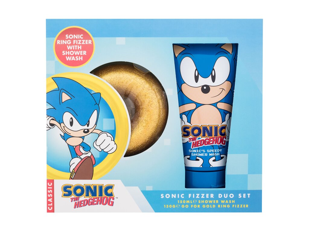 Sonic The Hedgehog Bath Fizzer Duo Set 150g Bath Bomb 150 g + Shower Gel Sonic´s Speedy 150 ml Vonios bomba Rinkinys (Pažeista pakuotė)
