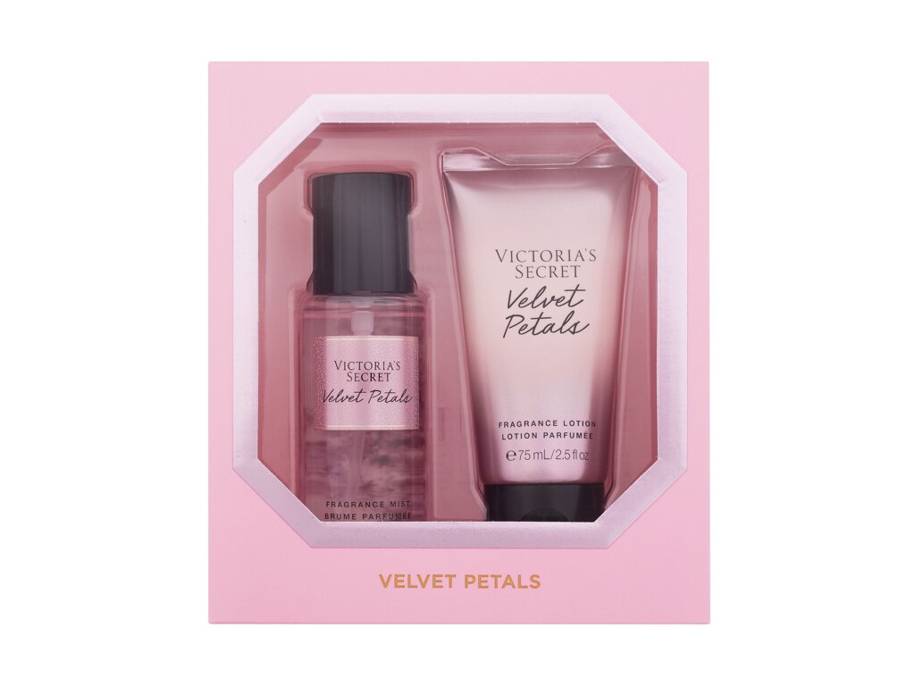 Victoria secret Velvet Petals Kūno pur&scaron;kiklis 75 ml Body Spray 75 ml + Body Lotion 75 ml Damaged box Set