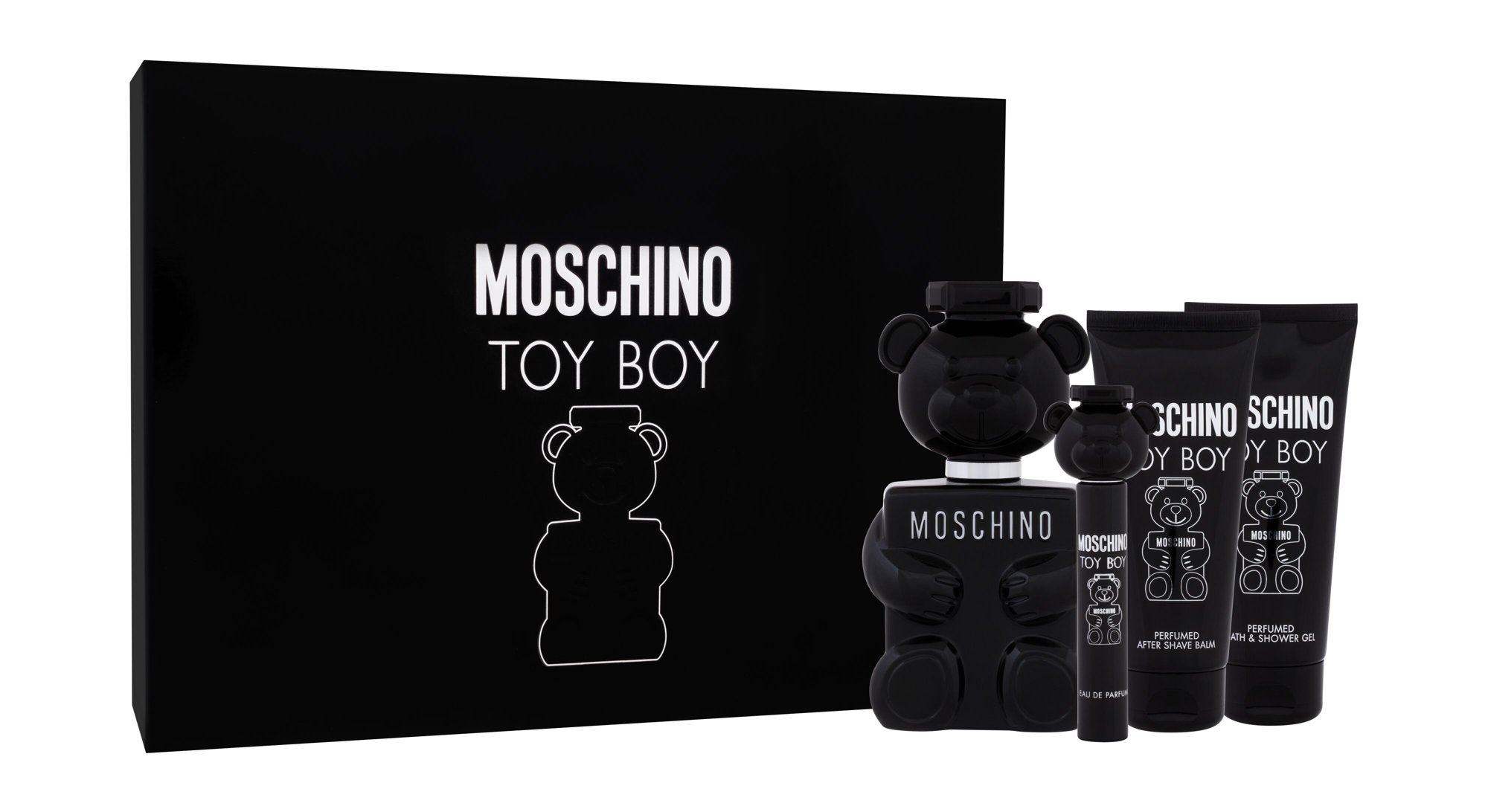Moschino Toy Boy 100ml Edp 100 ml + Edp 10 ml + Aftershave Balm 100 ml + Shower Gel 100 ml Kvepalai Vyrams EDP Rinkinys (Pažeista pakuotė)