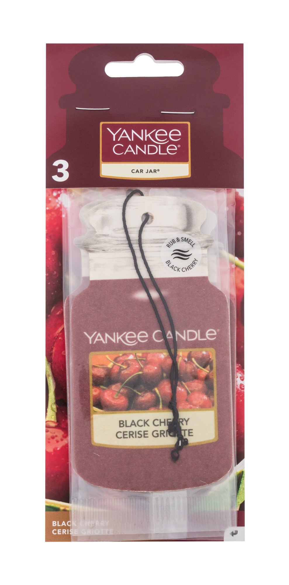 Yankee Candle Black Cherry Car Jar 3vnt Kvepalai Unisex Automobilio gaiviklis (Pažeista pakuotė)