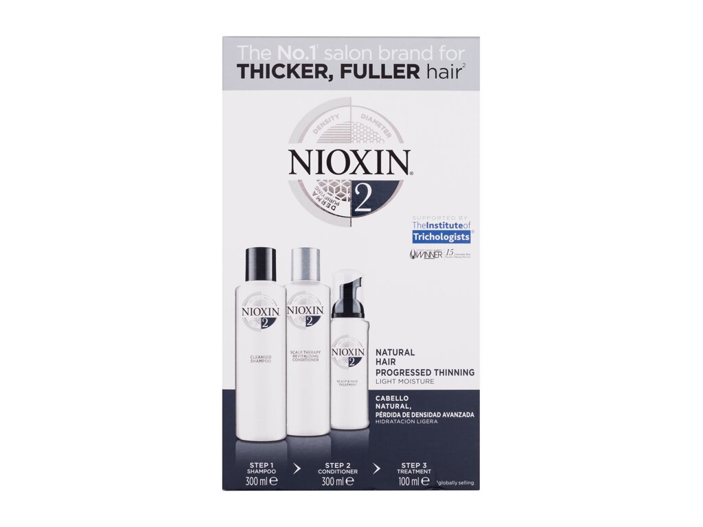 Nioxin System 2 300ml System 2 Cleanser Shampoo 300 ml + System 2 Revitalising Conditioner 300 ml + System 2 Scalp & Hair Treatment 100 ml šampūnas Rinkinys (Pažeista pakuotė)