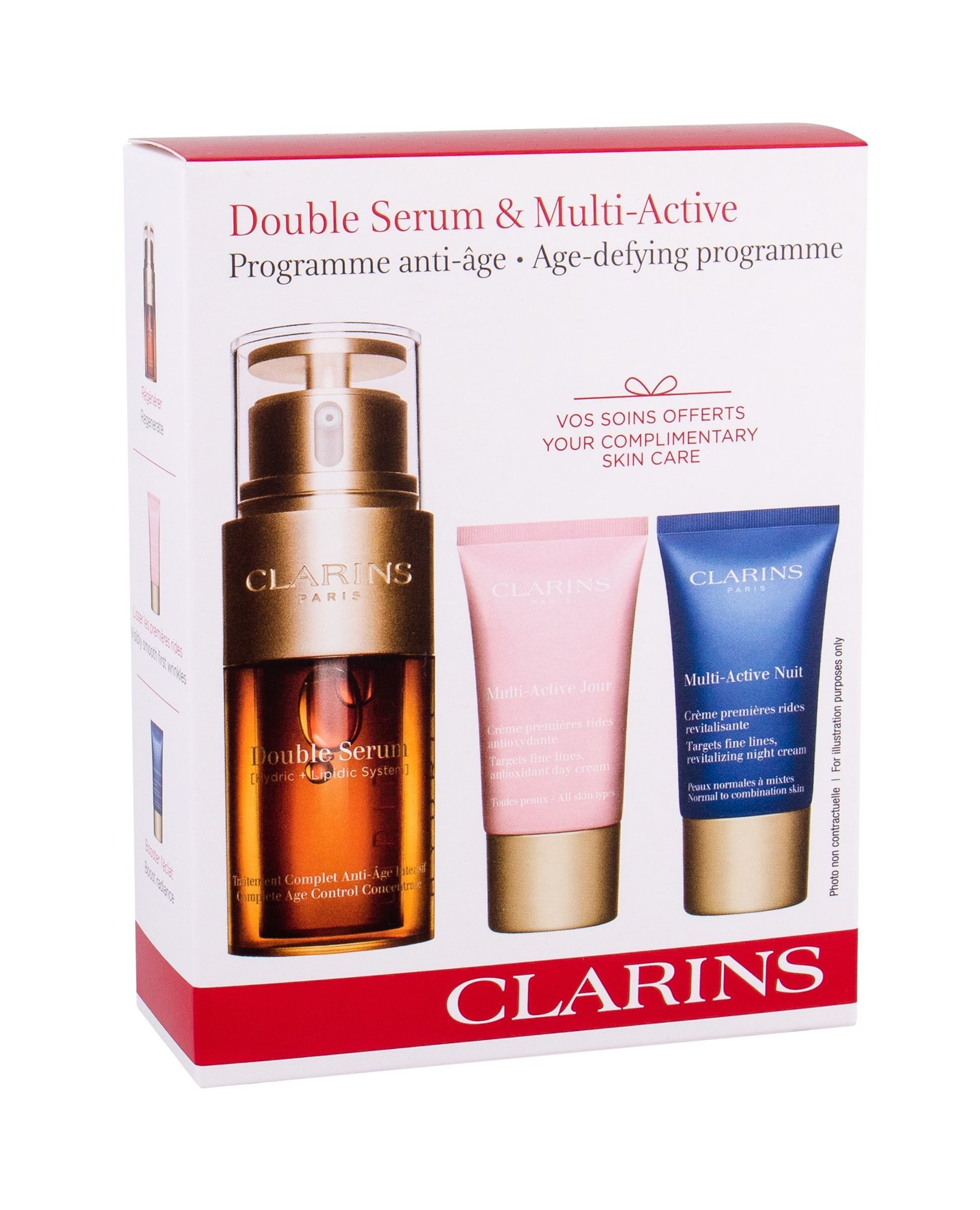 Clarins Double Serum 30ml Facial Serum 30 ml + Daily Facial Care 15 ml + Night Facial Care 15 ml Veido serumas Rinkinys