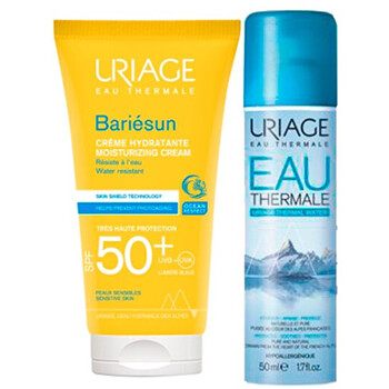 Uriage Bari&eacute;sun Moisturising Cream SPF 50+ + Eau Thermale Thermal Water 2 x Apsauginė priemonė nuo saulės Moterims