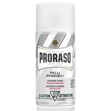 PRORASO White Shaving Foam - Shaving foam for sensitive skin with green tea 50ml savaiminio įdegio kremas